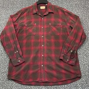 Red Head Ranch Button Up Shirt Men Extra Large Flannel Plaid Long Sleeve Cotton